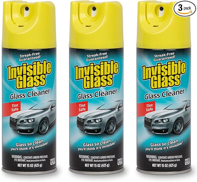 Invisible Glass 91163-3PK Premium Aerosol Glass Cleaner Spray for Car Windshields and Windows, Automotive and Home Window Cle