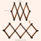 Accordion Wall Hanger, Wood Expandable Wall Mounted Hanger with 10 Hooks for Coats,Hats,Coffee Mug Ect,1 Pack Included, 10 Pe