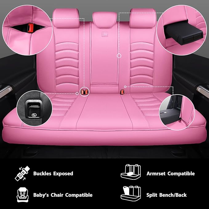 CAR PASS 3D Foam PU Leather Car Seat Covers, Universal Seat Covers Full Sets for Trucks SUV Sedan Automotive Seat Covers Armr