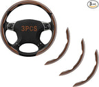 Steering Wheel Covers, 3PCs Carbon Fiber Anti-Skid Clip on Car Steering Wheel Cover Protector Universal for Most Car Wheel (B