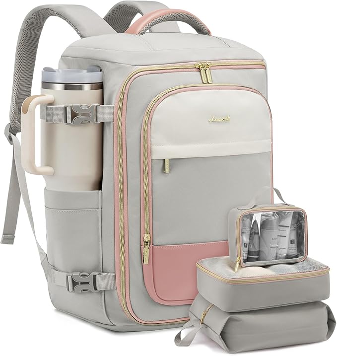 LOVEVOOK Large Travel Backpack for Women, 40L TSA Approved Backpack with 3 Packing Cubes, Personal Item Bag Fits 17" Laptop, 