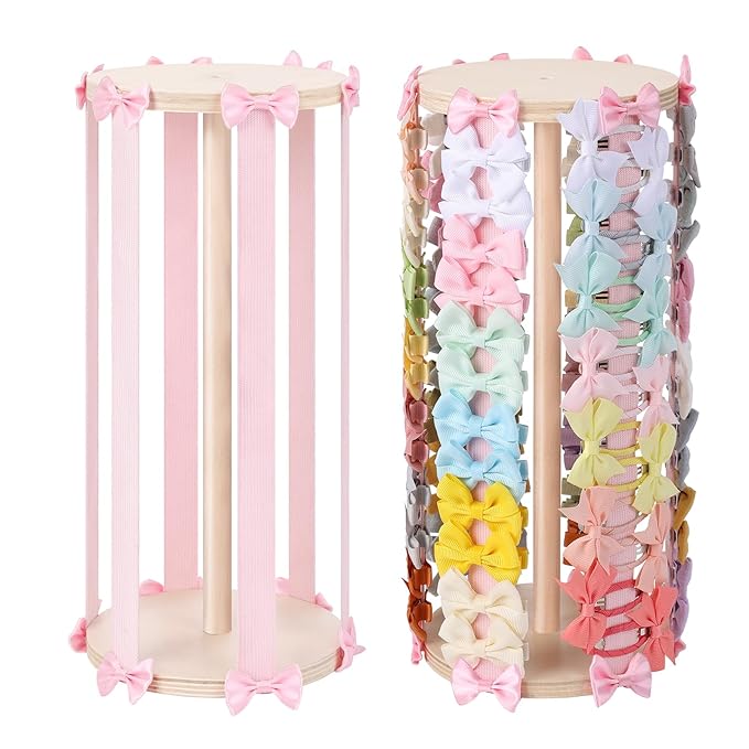 POVETIRE Bow Holder for Girls Hair Bows,Pink Hair Bow Organizer, Hair Clips Stand Hair Accessories Rack Display Decors Baby N