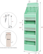 Univivi 5-Shelf Fabric Door Storage Over Door Hanging Organizer with 4 Large Pockets and 3 Small PVC Pockets Nursery Closet C