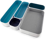 Three by Three Seattle 5 Piece Metal Organizer Tray Set for Storing Makeup, Stationery, Utensils, and More in Office Desk, Ki