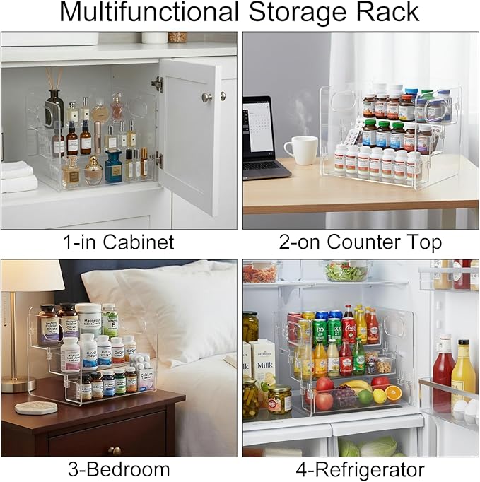 3-Tier Vitamin Storage Organizer, Organizer for Vitamin Bottles And Medicine Bottle, Vitamin Bottle Organizer for Countertop,