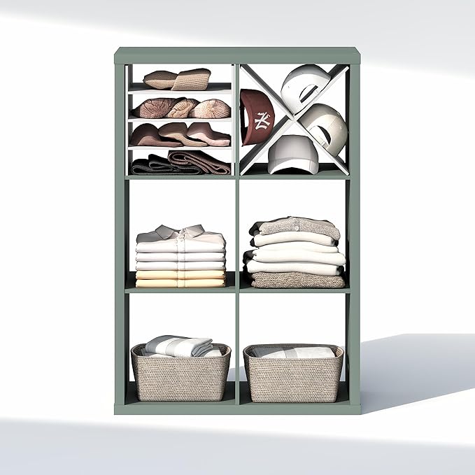 Furinno Cubic Closet Organizers and Storage, 6-Cube Closet Organizer, Open Shelf Closet Storage, Extra Thick Frame for Wardro