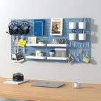 Pegboard Combination Kit, 8 Peg Boards and 30 Accessories Modular Hanging Black Pegboard for Walls, Office Wall Organizer, Ke