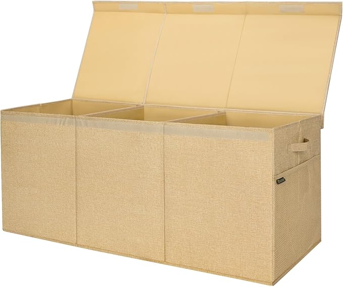 BALEINE Fabric Storage Bins with Lid, Collapsible Extra Large Storage Boxes Bins Baskets with Divider for Home Organizing (37