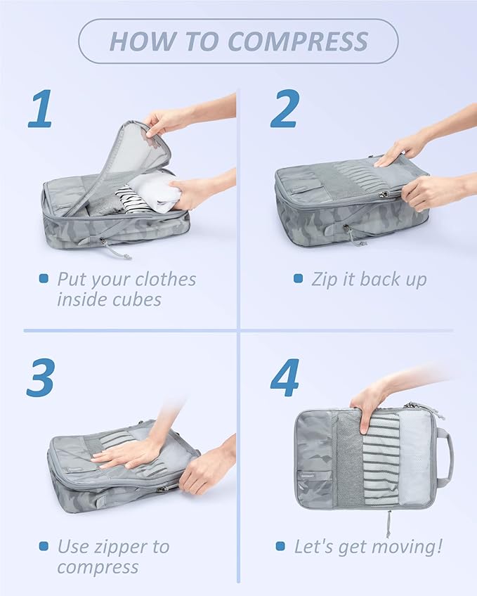 BAGSMART 6 Set /4 Set/2 Set Compression Packing Cubes for Travel, Lightweight Luggage Organizer Bags, Durable Space Saver Bag