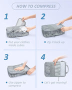 BAGSMART 6 Set /4 Set/2 Set Compression Packing Cubes for Travel, Lightweight Luggage Organizer Bags, Durable Space Saver Bag