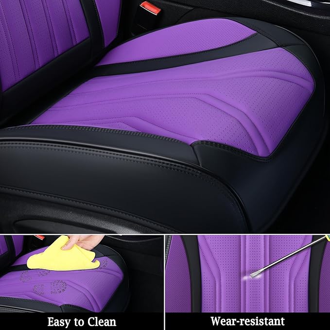 FLORICH Automotive Seat Covers, Seat Covers Full Set, Car Seat Protectors 5 Seats, Purple & Black Automotive Seat Covers Fit 