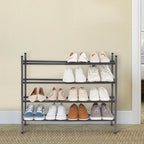 STORAGE MANIAC Expandable Shoe Rack, 16 Pairs Stackable Small Shoe Rack, Metal Adjustable Shoes Organizer for Closet, Entrywa