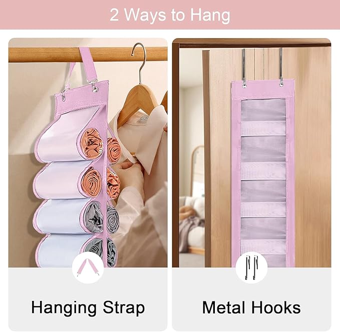 DHSFKBE Legging Organizer Storage, 2PCS T Shirt Organizer, Foldable Hanging Closet Organizer Storage with 26 Roll Independent