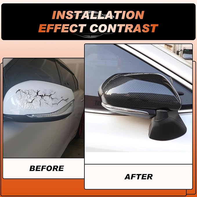 ACLONG Mirror Cover Caps Compatible with Toyota Camry 2018 2019 2020 2021 2022 2023 2024 2025 Carbon Fiber Side Mirror Cap Replacement Trim-Driver & Passenger Side-2 PCS