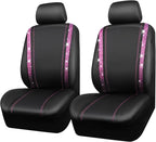 CAR PASS Leather Bling Diamond Car Seat Covers 2 Front Interior Sets, Waterproof Universal Shining Glitter Crystal Sparkle Fit for Automotive Truck SUV Cute Women Girl, Black Pink Rhinestones