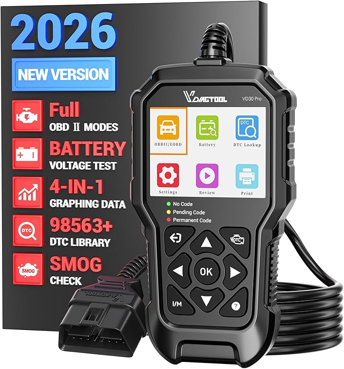 VDIAGTOOL VD30 Pro Car Code Reader, OBD2 Scanner Diagnostic Tool for Cars and Trucks, Check Engine Code Reader, OBD2 Scanner