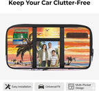 Palm Tree Car Sun Visor Organizer Auto Interior Accessories Car Storage with Card Holders Multi-Pocket Visor Organizer Storage for Car/SUV/Truck with Pockets Easy to Clean