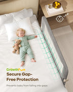Foldable Bed Rail for Toddlers, 47in Reinforced Carbon Steel Frame&Connectors, Breathable Cationic Fabric, Safety Toddler Bed