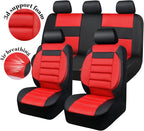CAR PASS Leather 3D Foam Back Support Car Seat Covers Full Set Air Mesh Automotive Seat Covers, All Season Car Seat Cover Fit