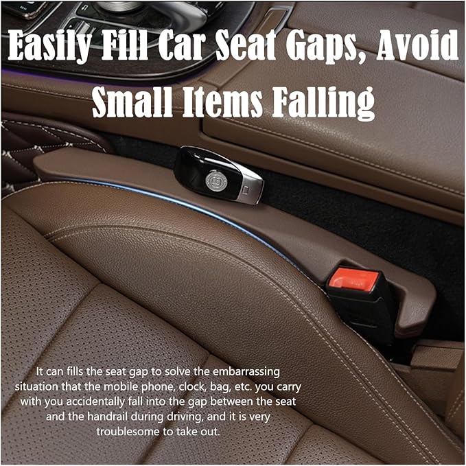 Leather Car Seat Gap Filler Universal for Car, SUV, Truck Fit Organizer Fill The Gap Between Seat and Console Stop Things from Dropping, Set of 2 (Brown)