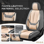 Coverado Seat Covers, Car Seat Covers Full Set, Leather Seat Covers for Cars, Car Seat Protector, Gray Car Seat Covers Front 