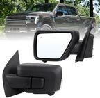Left Driver Side Mirror Fits 2021-2026 Ford F150 With Power Folding Heated Blind Spot Turn Signal Puddle Light Temperature Sensor Memory Camera Matte Black Replace#ML3Z17683FF5YGY(18+1Pins)