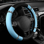 Road Comfort Leather Steering Wheel Cover – Premium Anti-Slip Car Steering Wheel Grip Cover – Universal Fit for 14.5”–15.5” C