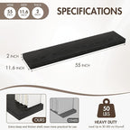 55 Inch Floating Shelves, 12" Deep Floating Shelf Wall Mounted, 55" Wall Shelves, Rustic Deep Bookshelf, Extra Deeper & Thick