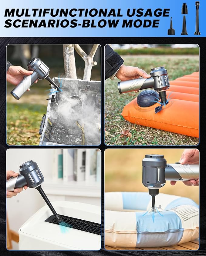 Saker Car Vacuum Portable Cordless, Foldable Mini Handheld Vacuum Cordless and Air Duster 17000PA High Power Vacuum Cleaners 