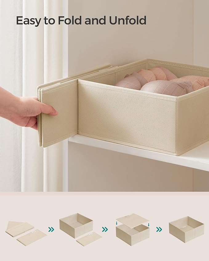 SONGMICS Drawer Organizers, Dresser Divider Organizers, Set of 12, Foldable Fabric Storage Boxes for Socks, Underwear, Bras, 