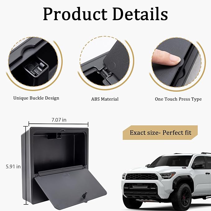 JDMCAR One-Touch Hidden Storage Box Compatible with Toyota 4Runner Accessories 2025 2026 Center Console Organizer