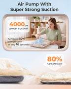 BAGSMART Vacuum Storage Bags with Portable Pump, Travel Space Saver Bags for Clothes, Heavy Duty Compression Bags for Storage