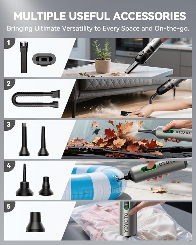 Car Vacuum, Handheld Vacuum Cordless with 21000Pa Powerful Suction & 3 Modes, 4-in-1 Portable Hand Held Mini Vacuum Cleaner R