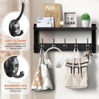 Oraich Wall Hooks with Shelf, Coat Rack Wall Mount, Entryway Hanging Shelf for Clothes Backpack Key Purse, Shelf with Hooks H