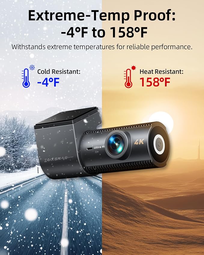 4K Dash Cam Front and Rear, 64GB SD Card, 1.5” IPS Display Car Camera, 5Ghz WiFi+App Control, Night Vision, 24H Parking Mode,