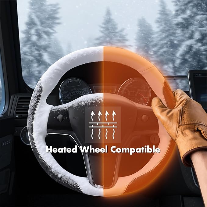 MEWANT Hand Stitched Steering Wheel Cover for Tesla Model 3 2017-2023 / Model Y 2020-2023 for Tesla Model 3/Y Accessories