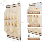 FENTEC 2 Pack Over the Door Shoe Organizer, Hanging Shoe Organizer, 28 Large Deep Pockets Door Shoe Rack with 6 Hooks Shoe Or