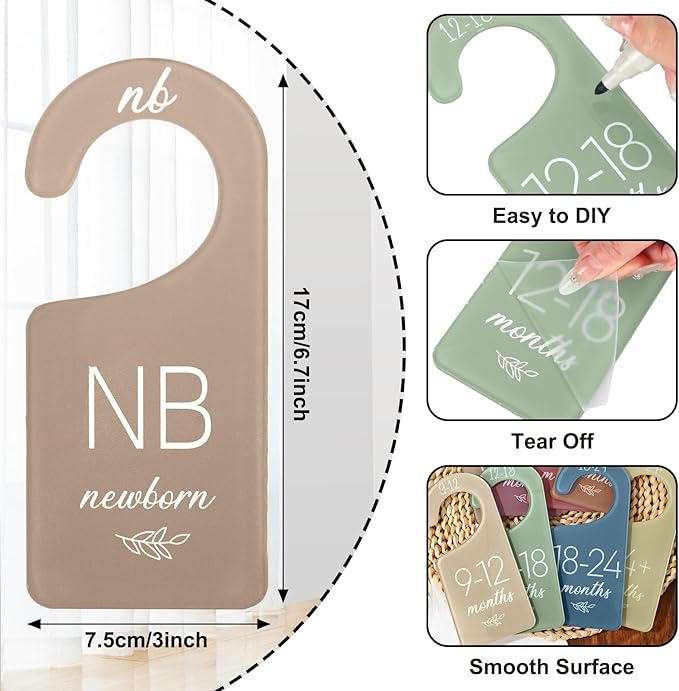 Whaline Acrylic Baby Closet Dividers Boho Hanging Acrylic Infant Clothes Hanger separators Baby Closet Organizers Thicken Bab