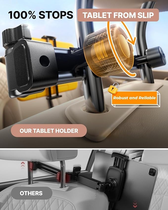 Owleys Tablet Holder for Car Headrest - Car Accessories for Kids - iPad Holder for Car Backseat - Adjustable Tablet Stand - Kids Road Trip Essentials - for iPad Air Pro Mini Galaxy 1pc
