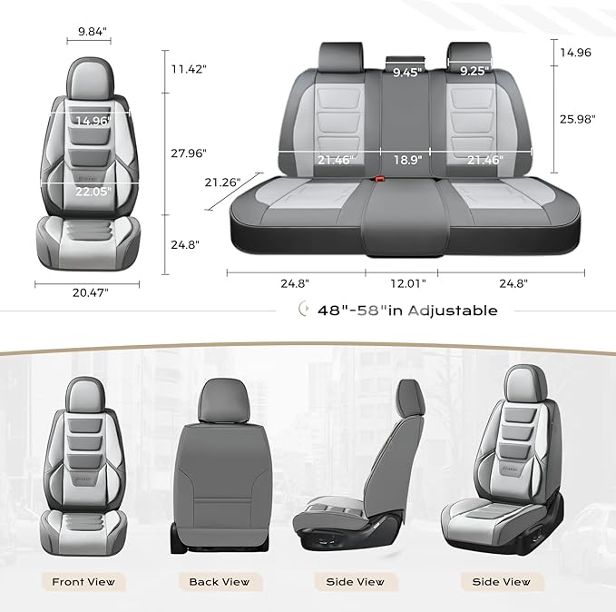 Coverado Car Seat Covers Full Set, Seat Covers for Cars, Front Seat Covers and Back Seat Cover Waterproof Leather Automotive 