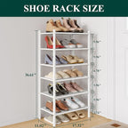 Smiry Small Bamboo Shoe Rack 6-Tier, Stackable Wooden Shoe Organizer for Entryway & Closet, Free Standing Wood Shoe Storage S