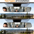 Rear View Mirror, 16 Inch Chrome Anti-glare Universal Panoramic Convex Car Interior Rear View Mirrors Clip on Big Wide Angle Rearview Mirror Extender to Blind Spot for Pickup Trucks Van
