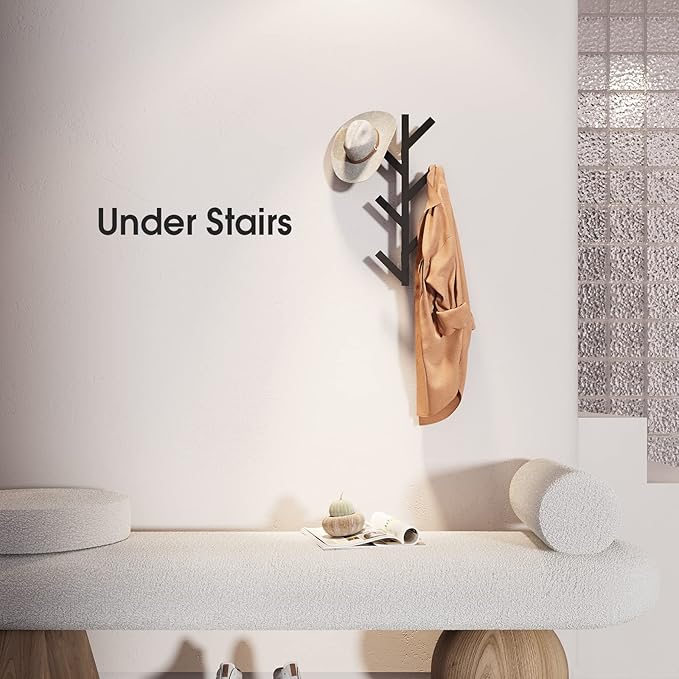 RRG Vertical Coat Rack Wall Mounted 16 Inch, Metal Vertical Hat Rack for Wall, Modern Coat Rack Tree for Hats, Jackets, Bags,