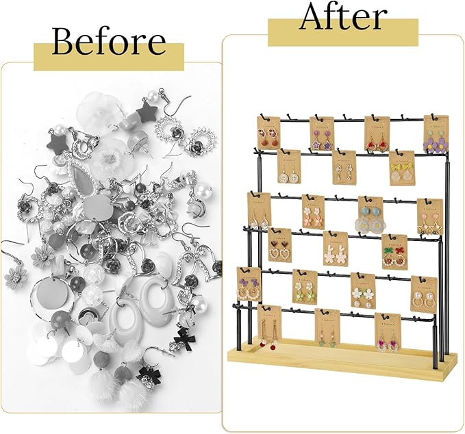 Jewelry Display for Vendors,6 Tiers 42 Hooks Earring Rack Display Holder Stand, Earring Organizer Holder for Necklaces Rings 