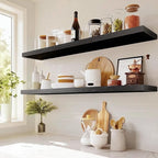 AMADA HOMEFURNISHING Floating Shelves, 47″ Large Wall Mounted Shelves for Bathroom, Bedroom, Living Room, Kitchen, Office, Ha