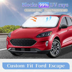 for Ford Escape 2020-2025 2026 Sun Shade Sunshade Windshield Cover, 4-Layer Front Window Shade Custom Fit Escape S SE SE Sport Hybrid SEL Titanium Sun Visor 240T Shade Blocks UV Rays Car Accessories