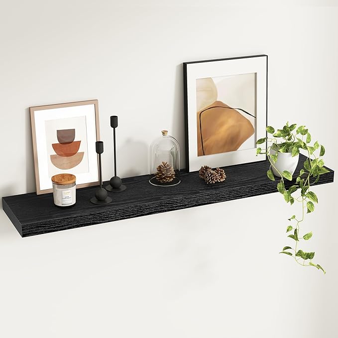Fun Memories Floating Shelves - 9.3 Inch Deep Wall Shelf for Decor & Storage - Wall Mounted Display Shelving with Invisible H