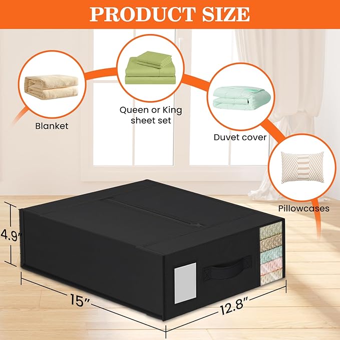 WOWBOX Sheet Organizers and Storage,Closet Bed Sheet Organizer Under Bed Storage and Organization with Label Cards & Clear Wi