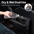 COZILO Leather Car Trash Can with Smart LED Light & Magnetic Closure,Leak-Proof, Odor-Lock Car Trash Bin for Any Cars, Sedans, SUVs, Trucks, Black
