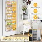 Over the Door Organizer 5 Tiers,Extra Large Behind Door Storage of 10 Compartments,80 lbs Weight Capacity Over the Door Stora